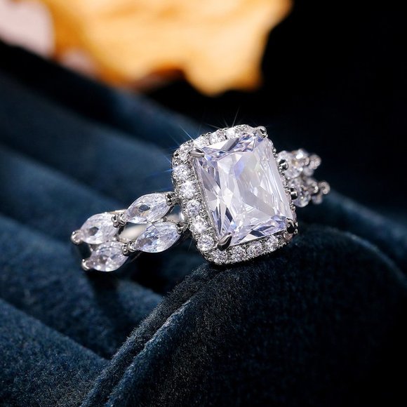 🔥925 Silver Plated CZ High Quality Proposal Noble Ring, MLNN1171 - Picture 1 of 6